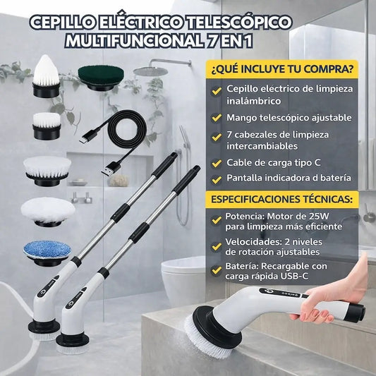 Cepillo Eléctrico Telescópico 7 en 1