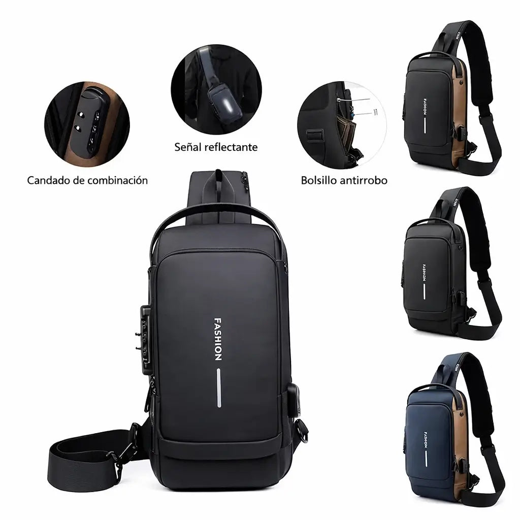 Bolso Antirrobo con carga USB y bloqueo de seguridad