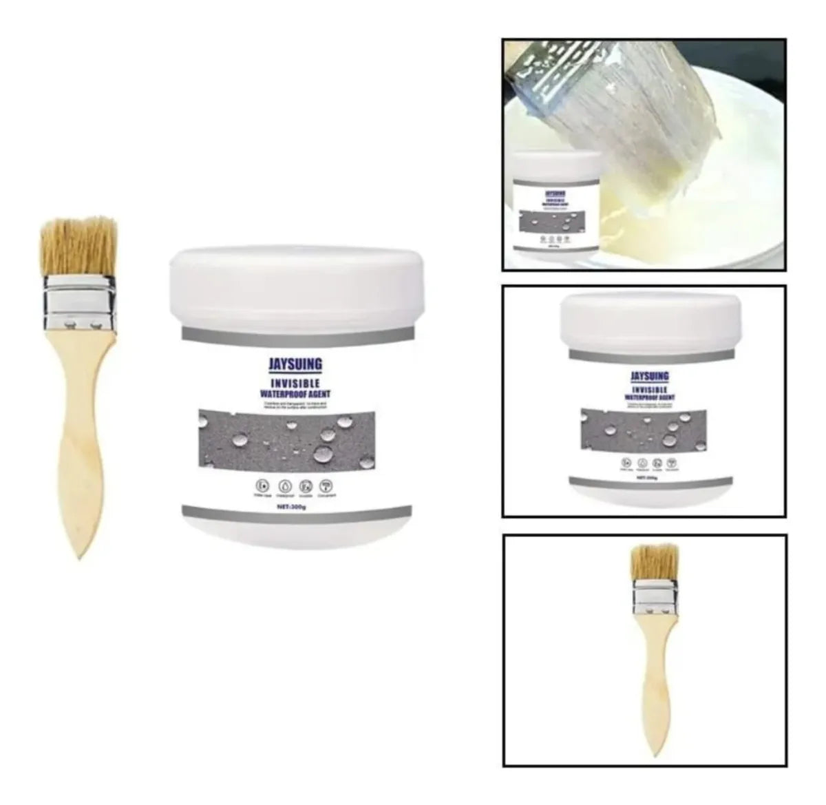 SELLADOR IMPERMEABLE JAYSUING 500G – TRANSPARENTE Y FÁCIL DE APLICAR (Icluye Brocha)