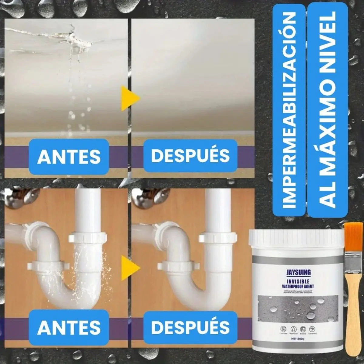 SELLADOR IMPERMEABLE JAYSUING 500G – TRANSPARENTE Y FÁCIL DE APLICAR (Icluye Brocha)